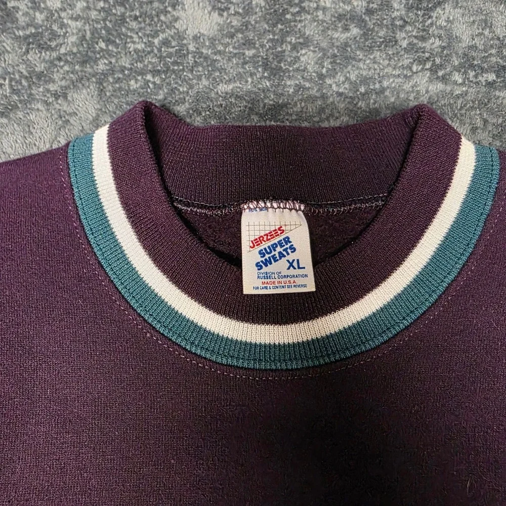 Rare Vintage McDonalds 90s Sweatshirt Size XL Ringer Purple Jerzees Super Sweats